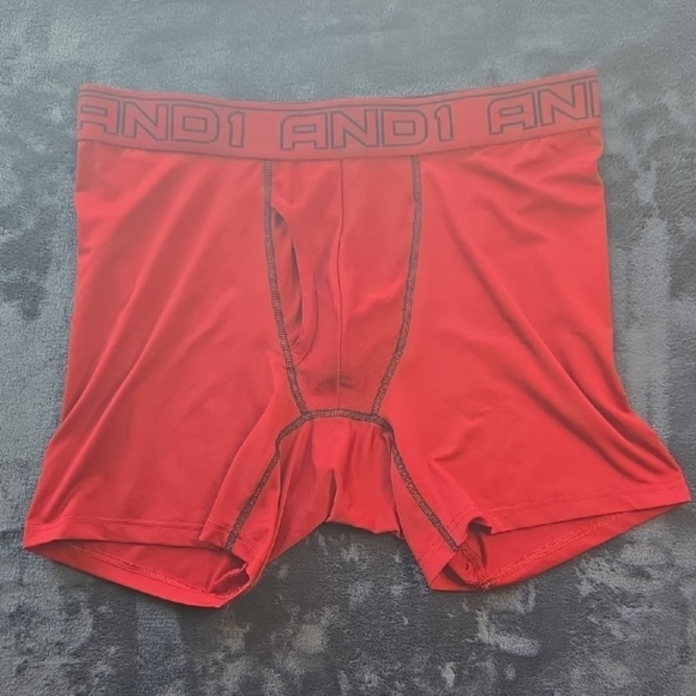 AND1 Red Athletic Boxer Briefs Elastic Waistband